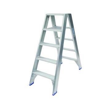 Solide dubbele trapladder 2×5 treden – 1.25m, Doe-het-zelf en Bouw, Ladders en Trappen, Ophalen of Verzenden, Nieuw, Trap, Minder dan 2 meter