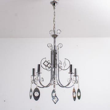 Kroonluchter - Space Age met een volute en 5 lampen -