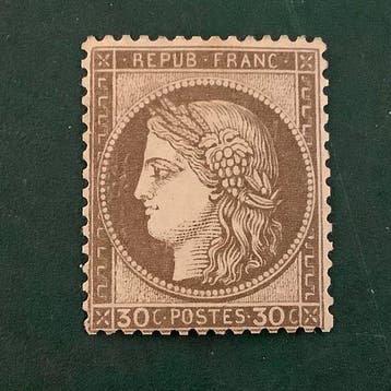 France 1872 - 30 cent Ceres Dentelez - MNG - Yvert 56, Gestempeld