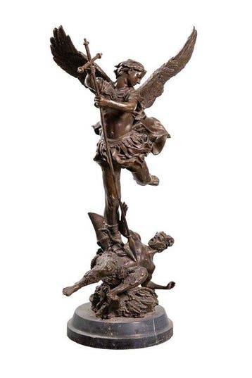 sculptuur, Scultura di San Michele Arcangelo - 78 cm - Brons