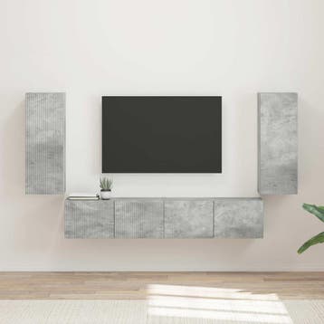 vidaXL Tv Wandkast Set 4 st Beton Grijs Bewerkt hout, Verzenden