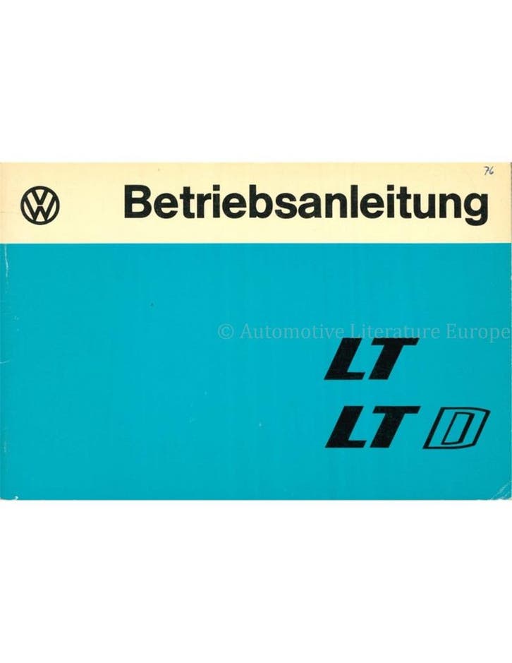 1976 VOLKSWAGEN LT | LTD INSTRUCTIEBOEKJE DUITS, Autos : Divers, Modes d'emploi & Notices d'utilisation