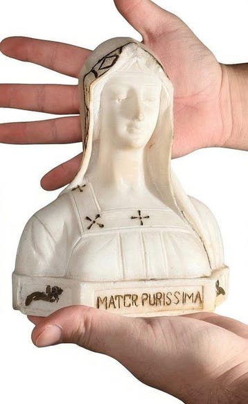 Buste, Madonna, con decorazioni in oro - 20 cm - Carrara