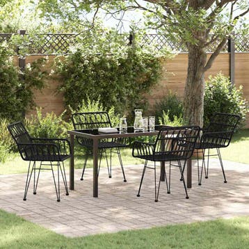 vidaXL Tuin Eettafel Set 5 pcs Zwart Gepoedercoat staal, Verzenden, Nieuw