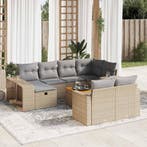 vidaXL 11-delige Tuinset met kussens poly rattan beige, Verzenden, Tuinset