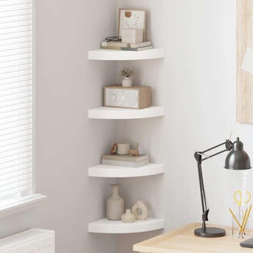 vidaXL Hoekschappen zwevend 4 st 25x25x3,8 cm MDF wit, Verzenden