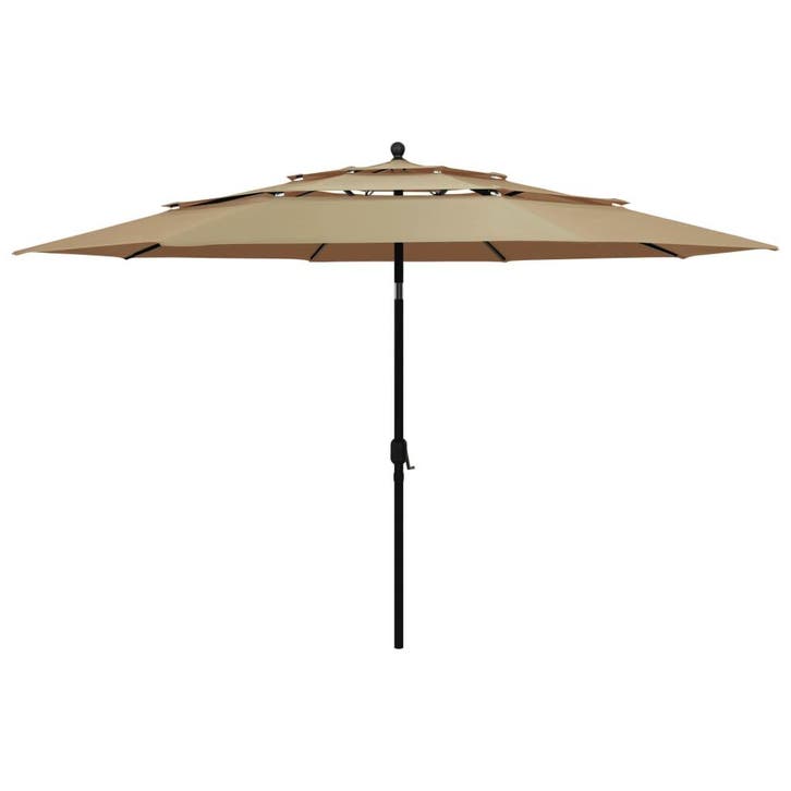 vidaXL Parasol 3-laags met aluminium paal 3,5 m taupe, Jardin & Terrasse, Parasols, Envoi