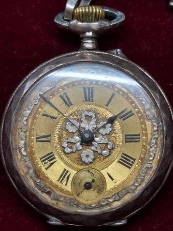 Zakhorloge zilveren deksel met fraaie kast - paardmotief en, Nieuw