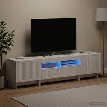 vidaXL 5-delige LED TV-kast Hoogglans Wit Bewerkt hout, Verzenden