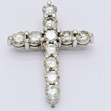 Pendentif en forme de croix - 14 carats Or blanc - 1.00ct.