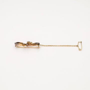 Broche - 14 karaat Geel goud - Roos diamant
