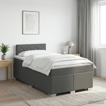 vidaXL Boxspringbed met matras Donkergrijs 120 x 190 cm Stof, Verzenden, Nieuw