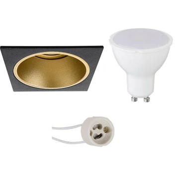 LED Spot Set 4W - Vierkante Inbouwspot Mat Zwart/Goud | Held, Verzenden, Nieuw