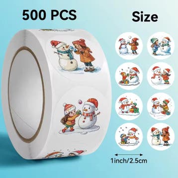 Sluitstickers kerstetiketten kerststickers kind & sneeuwpop