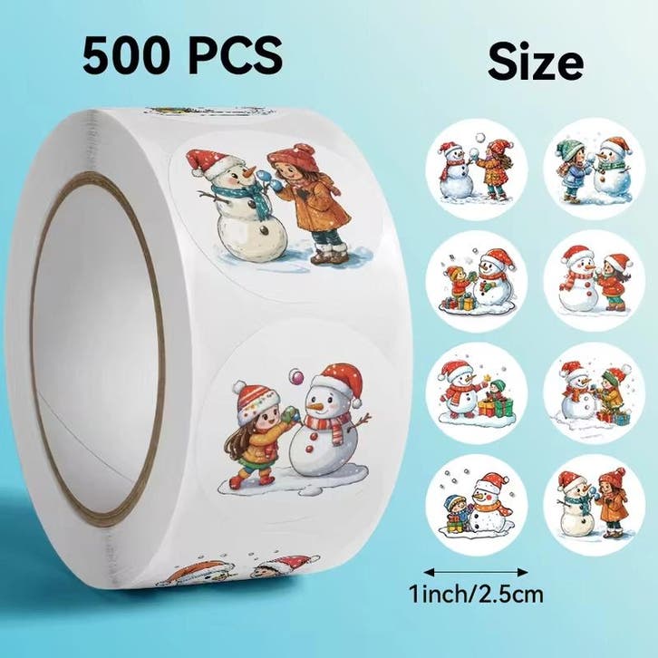 Sluitstickers kerstetiketten kerststickers kind & sneeuwpop, Hobby & Loisirs créatifs, Bricolage