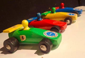 ARAL - Speelgoed voertuig Houten raceauto set - 1950-1960 -