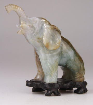 Statue Chine Sculpture Chinese Carving Elephant - hardsteen, Antiek en Kunst