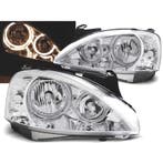 Phares Pour Opel Corsa C 00-06 Angel Eyes Chromé, Autos : Pièces & Accessoires, Verzenden