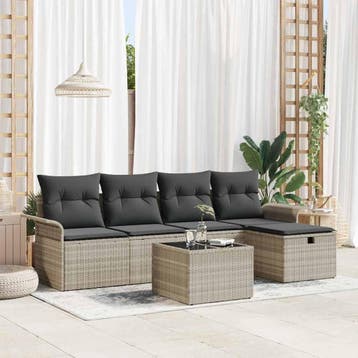 vidaXL Tuinbank Set 6 st Poly rattan, Verzenden