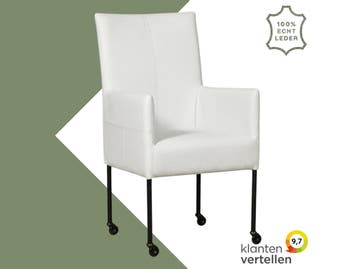 Leren eetkamerstoel Spark - Toledo Bianco (gebroken wit) -, Huis en Inrichting, Stoelen, Wit, Nieuw, Ophalen of Verzenden, Eén