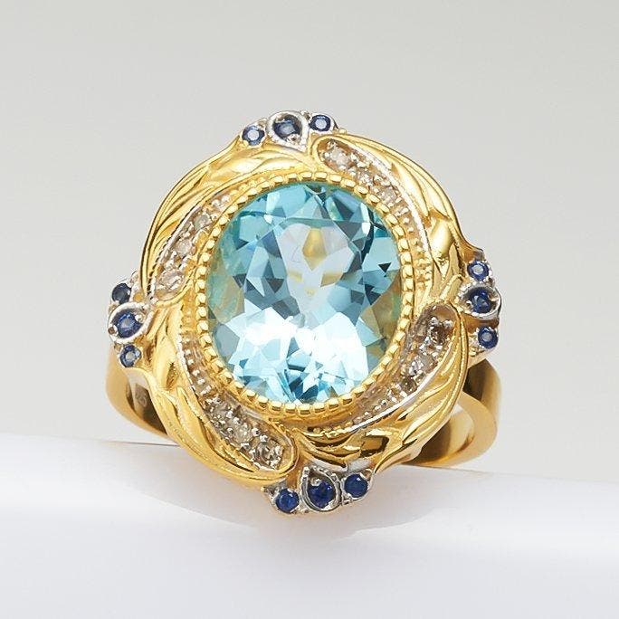 Zonder minimumprijs - Ring Zilver Topaas - Diamant, Handtassen en Accessoires, Ringen