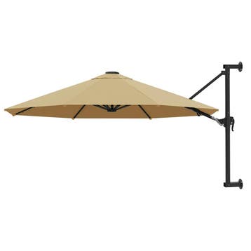 vidaXL Wandparasol met metalen paal 300 cm taupe, Verzenden, Nieuw