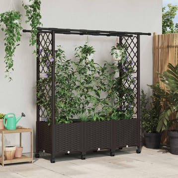 vidaXL Verhoogd Bed met Trellis en Dak Bruin 162,5 x 40 x, Verzenden