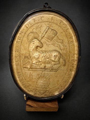 Reliekhouder - Was, Glas, Legering - 1650-1700 - Agnus-Dei