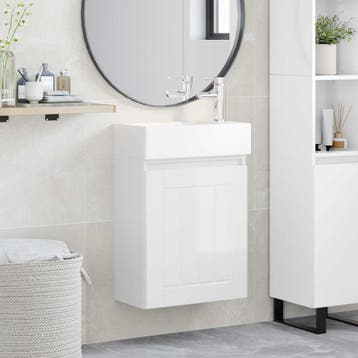 vidaXL Badkamermeubel met kraan Hoogglans Wit 45,5 x 25,5 x, Verzenden, Nieuw