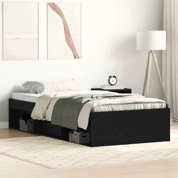 vidaXL Bedframe zonder matras 90x200 cm spaanplaat zwart, Huis en Inrichting, Slaapkamer | Bedden, Verzenden, Nieuw