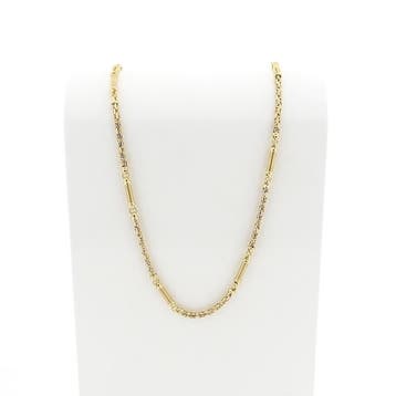 Gouden koningsschakel ketting met staafjes | 56 cm, Handtassen en Accessoires, Kettingen, Ophalen of Verzenden, Gebruikt, Goud