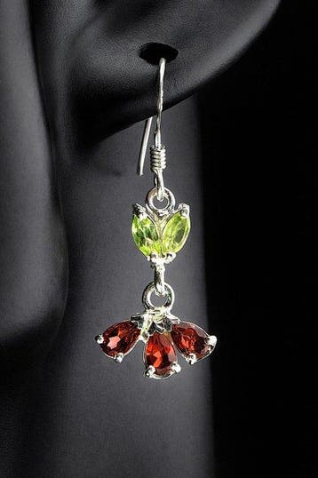 Granaat - Zilver - Oorbellen - Floral Sparkle, Verzamelen