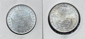 Portugal en São Tomé en Príncipe. Lote de 2 Moedas de Prata