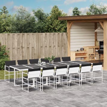 vidaXL 13-delige Tuinset met kussens textileen wit, Verzenden, Tuinset