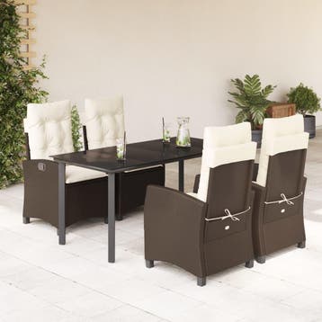 vidaXL 5-delige Tuinset met kussens poly rattan bruin, Verzenden, Tuinset