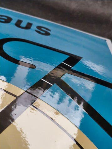 Bauhaus - enamel sign BAUHAUS Rennrad blau Emailschild