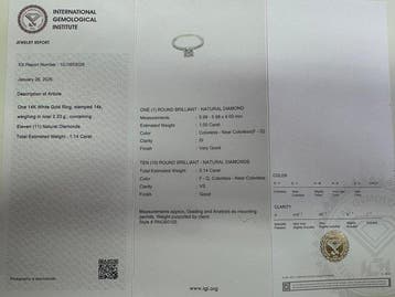 Verlovingsring - 14 karaat Witgoud - 1.14ct. tw. Diamant