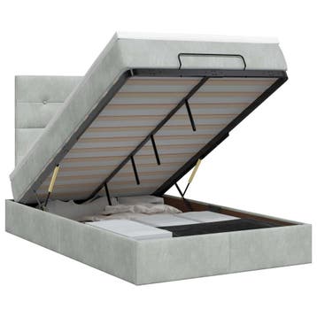 vidaXL Ottoman bed met matras Lichtgrijs 120 x 190 cm, Verzenden