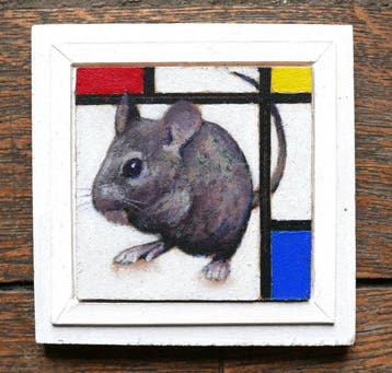 Jos Verheugen - Free after Mondrian, with Mouse (M966, oil, Antiquités & Art