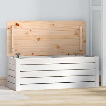 vidaXL Opbergbox wit 89x36,5x33 cm massief grenenhout, Verzenden, Nieuw