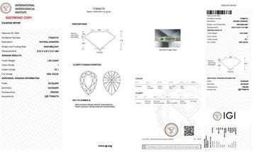 1 pcs Diamant (Natuurlijk) - 1.00 ct - Peer - I - VS1 -
