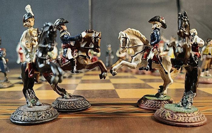 Schaakspel - Guerras Napoleonicas - Lood, Hout, Antiek en Kunst, Curiosa en Brocante