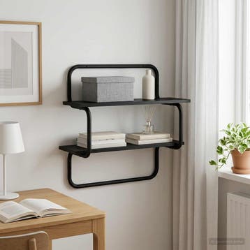 vidaXL Wandplank met 2 niveaus Zwart eiken 40 x 24,5 x 61 cm, Verzenden