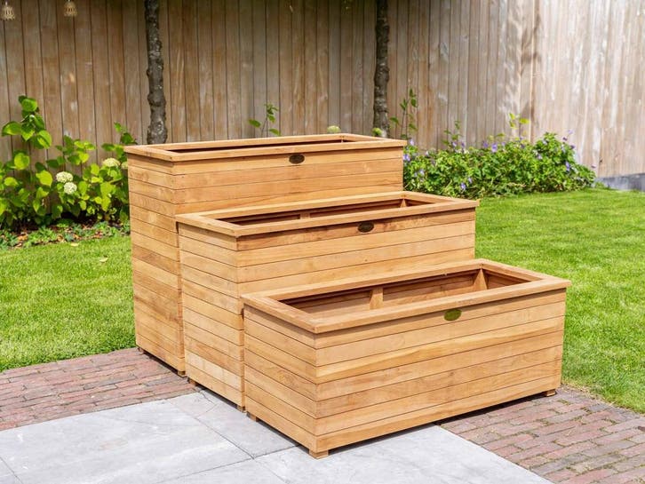 Teakhouten plantenbakken | ruime collectie | snel geleverd, Jardin & Terrasse, Bacs à fleurs & Jardinières, Envoi