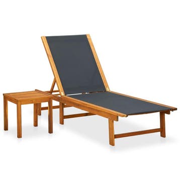 vidaXL Ligbed met tafel massief acaciahout en textileen, Verzenden, Nieuw