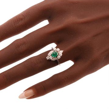 Ring - 18 karaat Witgoud - Diamant - Vintage Smaragd, Handtassen en Accessoires, Nieuw