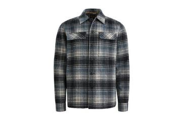 Veiling - PME Legend geruit overshirt met wol blauw M, Kleding | Heren, Nieuw