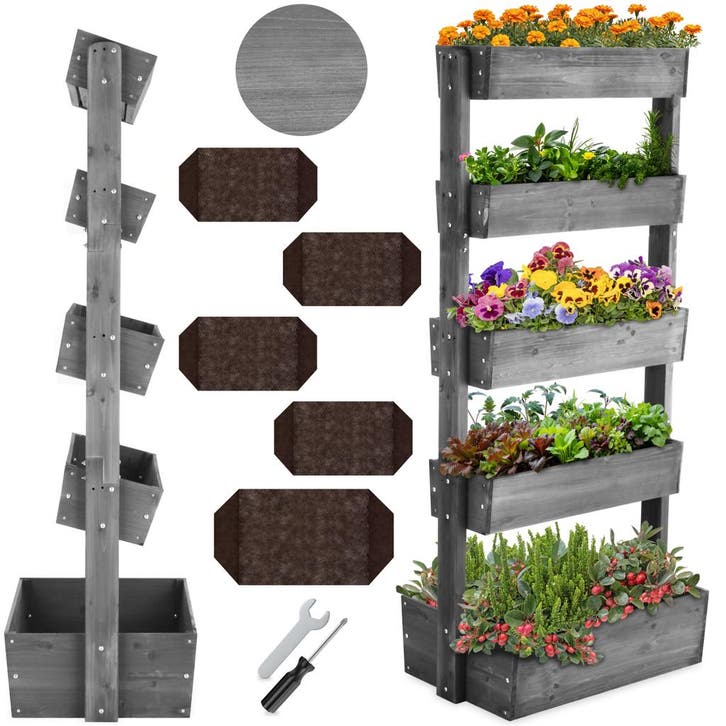 Plantenbak Flora, gelakt hout, met plantenfolie, Jardin & Terrasse, Jardin & Terrasse Autre, Envoi