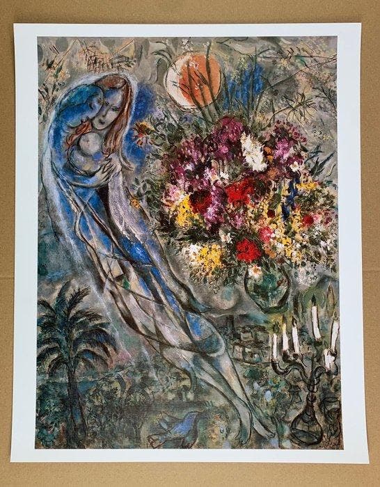 Marc Chagall - Les Amoureux en Gris - Artprint on, Antiek en Kunst, Kunst | Tekeningen en Fotografie