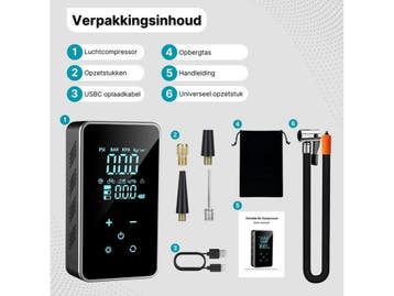 Draagbare Luchtcompressor - 6000 mAh - 6-in-1 - Elektrische, Verzenden, Nieuw